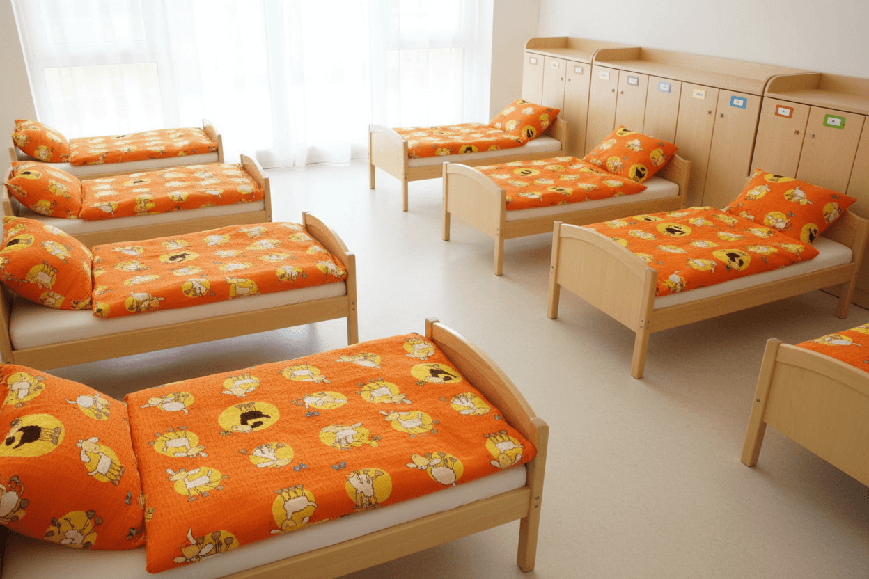 Krepové dětské povlečení do školky „Ovečka oranžová“